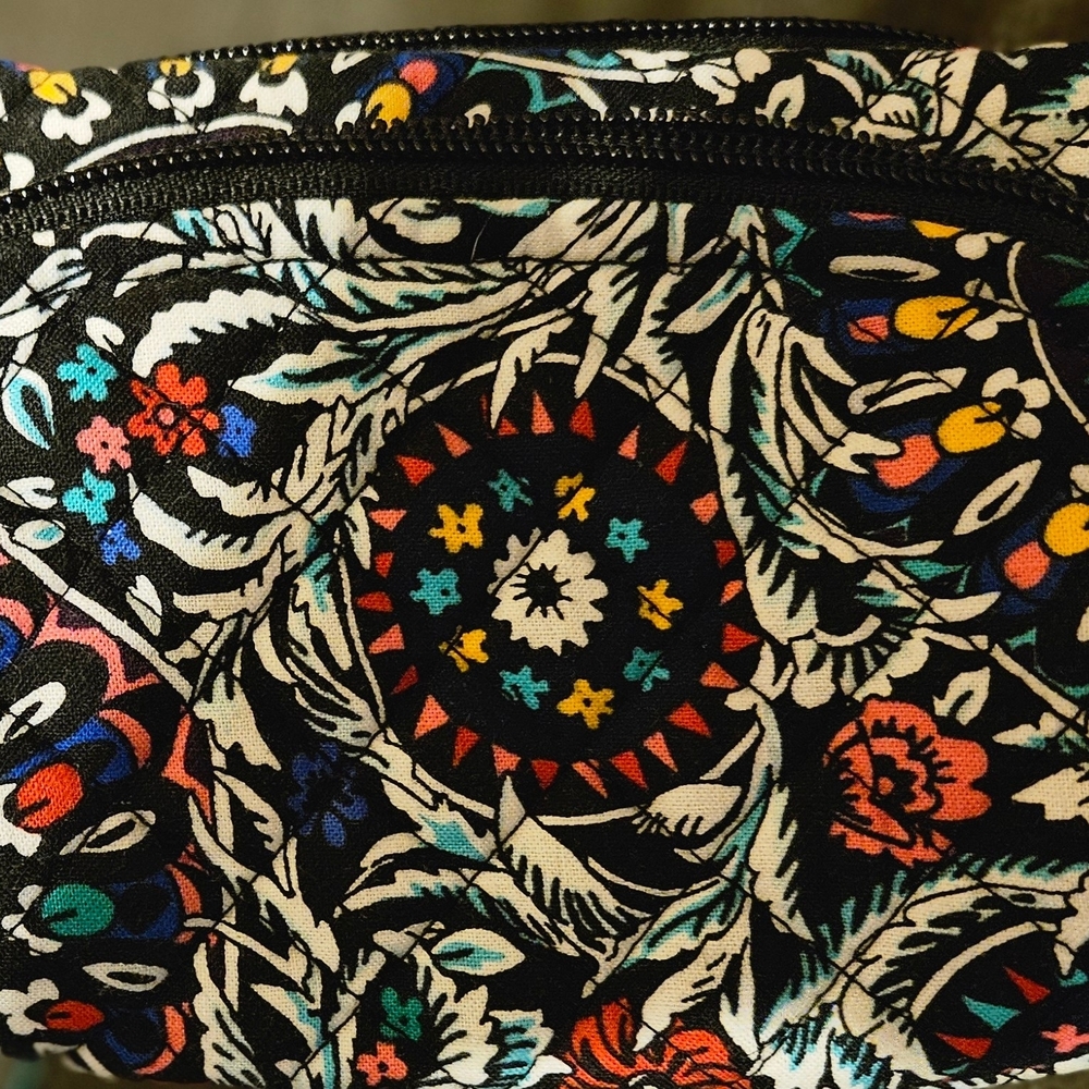 Vera Bradley Black and Multicolor Patterned Cosmetic Bag